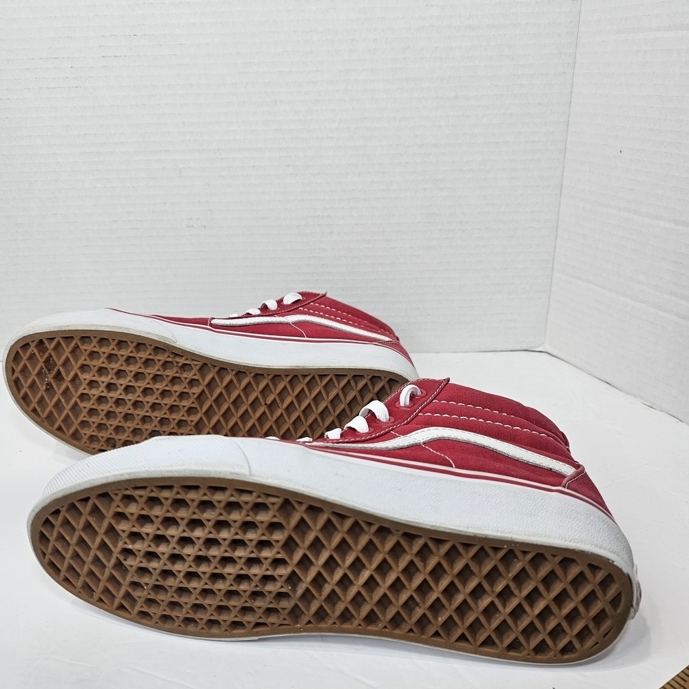 Vans Sk8-Hi High Top Skate Shoes Red Canvas Sneakers Womens Size 8 Lace Up - Picture 7 of 10